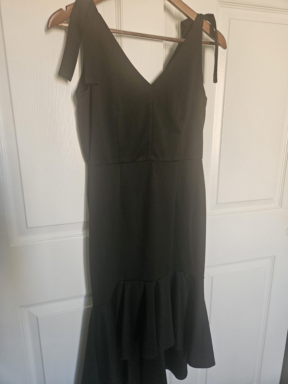 One-Shoulder Black Ruffle-Hem Women's Dress